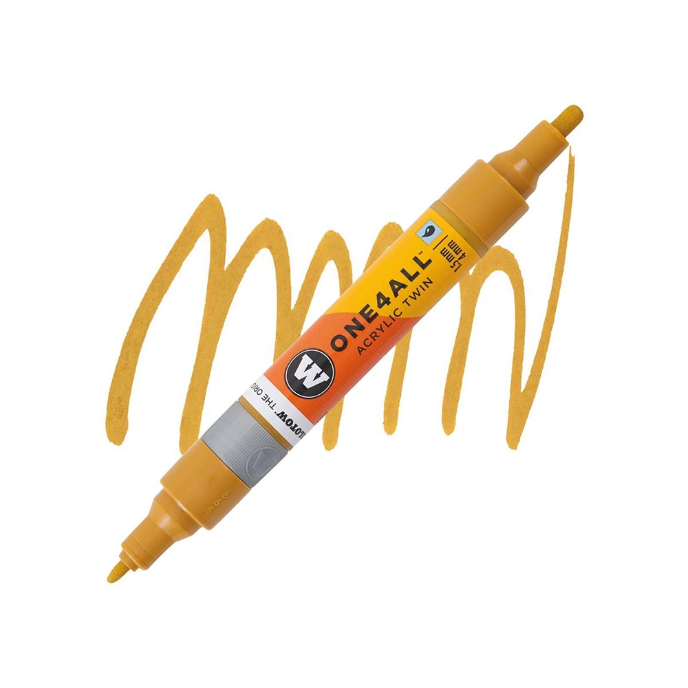 Molotow ONE4ALL Acryl Twin двустранен акрилен маркер, 1,5 + 4 мм, светло охра кафяв